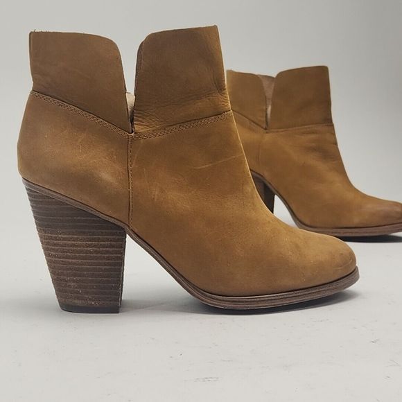 Vince Camuto Ankle Boots Brown Suede Women's 10 High 3.5" Wooden Heel Bootie - Picture 5 of 16
